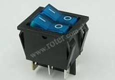 Przeł. podśw. średni podwójny 12V, niebieski