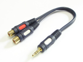 Przejście JACK 3.5mm wtyk - 2xRCA gniazdo ŁEZKA 0.2m