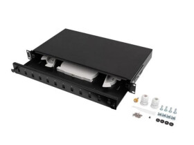 PRZEŁĄCZNICA ŚWIATŁOWODOWA LANBERG 12XSC SIMPLEX / 12XLC DUPLEX RACK 19 1U CZARNA + AKCESORIA