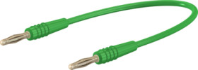 Measuring lead with (2 mm plug, spring-loaded, straight) to (2 mm plug, spring-loaded, straight), 600 mm, green, PVC, 0.5 mm², 2