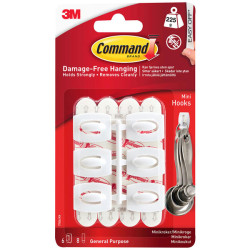 3M 17006 White Mini Hooks (Pack 6)