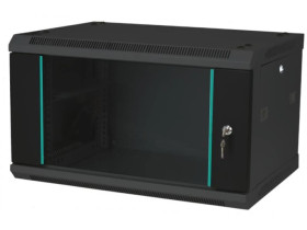 Szafka rack wisząca 19 6U 600x450, niedzielona, drzwi szklane jednoskrzydłowe, tył osłona pełna, SW-6U-600-450-N-DSJ-OP-RP-F-C-1