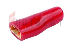 ZKF-5mm2-6.3R Konekt. żeński złocony, czerw. osłonka