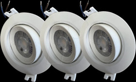 LX300102 3x LED downlights, 5 W, 450 lm, 38°, 2700, step dimmable