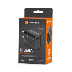 Natec Ribera ładowarka sieciowa USB 18W, czarna