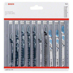 Bosch 2607011170 Jigsaw Blade Set 10 Pieces Wood&#x2B;Metal Cutting