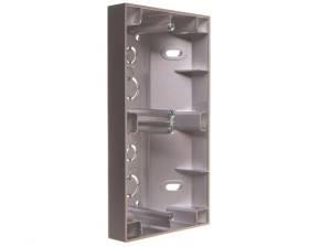 Simon 54 Premium Puszka natynkowa podwójna narożna srebrny matowy DPNR2/43