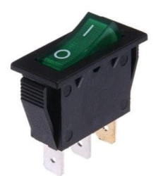 Przełącznik kołyskowy stabilny podświetlany 12V, zielony ON-OFF