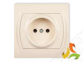 LOGO Gniazdo pojedyncze bez uziemienia (przesłony torów prądowych) beżowy 1LGP-1p KARLIK
