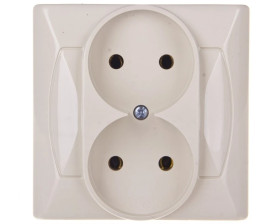 AKCENT Gniazdo podwójne b/u beżowe GP-2A/01