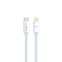 Kabel USB-C - Lightning 1.0M 27W biały nylon - Maxlife MXUC-12