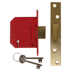 UNION StrongBOLT 2100S BS 5 Lever Mortice Deadlock 81mm 3in Satin Brass Visi