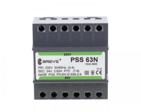 Transformator 1-fazowy modułowy bezpieczeństwa PSS 63N 230/ 24V 2,6A, na szynę DIN, IP20, Ta 40, 16024-9890