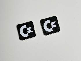 Amiga 500 'Chickenlips' black replacement badge 0.5mm thick