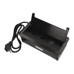 Gniazdo meblowe wpuszczane w blat z płaskim frezowanym rantem. szczotką przeciwkurzową. ładowarką USB i przewodem 1.5m.... OR-AE