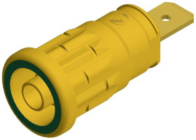 Złącze żeńskie laboratoryjne zabezpieczone złącze żeńskie do wbudowania pionowego Średnica pina: 4 mm żółty, zielony SKS