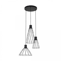 Lampa wisząca MODESTO czarna z trzema zwisami na okrągłej rozecie 10187 TK Lighting