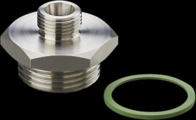 Screw-in adapter, 100 bar/10 MPa, M18, G 1 for flow and temperature sensors, E40119