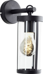 Zewnętrzna lampa ścienna Brilliant Sidney 44290/06 czarny, przeźroczysty