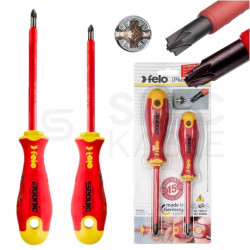 Zestaw wkrętaków izolowanych dla elektryka: krzyżowy Z1 x 80 + Z2 x 100 1kV VDE FELO Ergonic