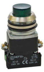 Przycisk sterowniczy 30mm powrotny wysoki, z podświatleniem, zielony 24V 1Z 1R NEF30-WLXY/24V W0-NEF30-WL XY Z