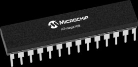 AVR microcontroller, 8 bit, 20 MHz, DIP-28, ATMEGA168-20PU