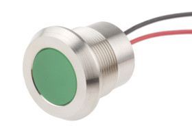 Lampka kontrolna do montażu panelowego 220V ac, zielona 22mm LED Wyprowadzenia RS PRO