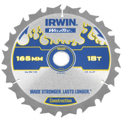 IRWIN&#xAE; 1897392 Weldtec Cordless Circular Saw Blades 165 x 20mm x 18T ATB