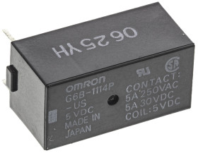 Przekaźnik mocy 5V dc SPST Omron 200mW, montaż PCB 125Ω Otwór przezierny