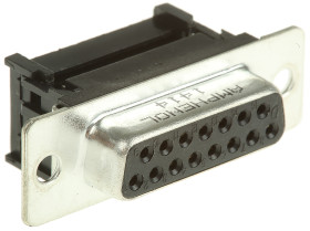 Złącze D-Sub 15-pinowe Żeński Kąt Proste Montaż na kablu raster 2.74mm Złoto na niklu