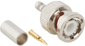 BNC plug 50 Ω, RG-58, RG-141, LMR-195, Belden 7806A, Belden 9311, crimp connection, straight, 031-320-RFX