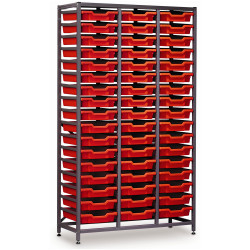 Gratnells 51 Shallow Tray (Red) Rack (Grey) 1055 x 420 x 1850mm