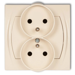 LOGO Gniazdo podwójne z/u z przesłonami beżowy 1LGPR-2zp