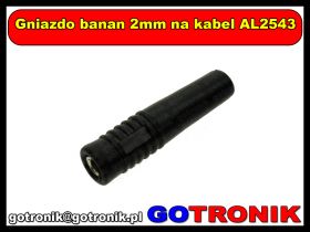 Gniazdo banan 2mm na kabel AL2543 czarne