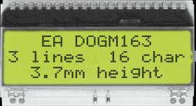 EA DOGM163E-A LCD text module, 48.3 x 12 mm, yellow / green