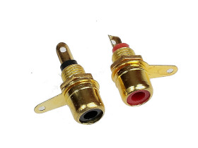 Gniazdo RCA montażowe złote komplet czarny/czerwony