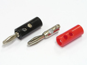 Wtyk bananowy skręcany czarny i czerwony