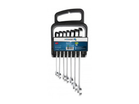 Zestaw kluczy płasko-oczkowych 10-19mm z grzechotką 7 szt. HT1R397 HOEGERT