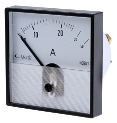 Amperomierz analogowy panelowy AC zakres 0/25/50A Direct Connected wysokość wycięcia: 72mm wartość 0/25/50A Direct