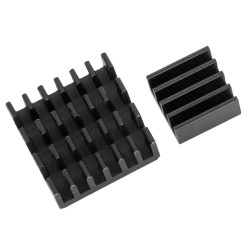 Set of 2 black aluminum heat sinks passive for Raspberry Pi 3 with thermally conductive special adhesive film