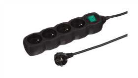 Przedłużacz 4-Gniazdowy, 1,5M Czarny, Z Wyłącznikiem, 3X1,0Mm Owy / 25354