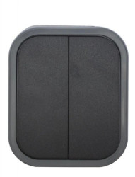 B2 Łącznik podwójny natynkowy 10A 250V świecznikowy IP54 szary/czarny 00060278