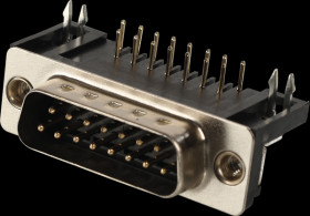 107-15-1-1-00 D-SUB plug, 15-pole, angled
