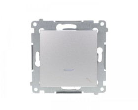 Simon 54 Łącznik schodowy z podświetleniem, szybkozłącza, srebrny mat IP20 DW6L.01/43