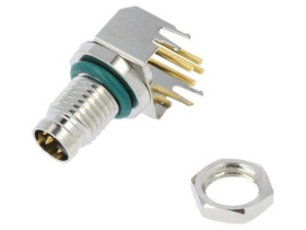 Złącze M8, męskie, PIN:4, gniazdo, kątowe 90, 30V M8AS-04PMMR-SF8001
