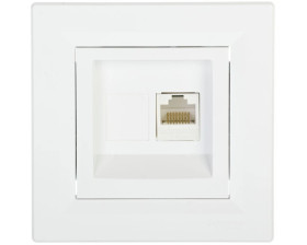 Gniazdo komputerowe Asfora pojedyncze RJ45 kat.5e białe z ramką EPH4300121