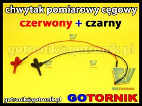 Miniaturowy chwytak pomiarowy cęgowy z przewodem | czerwony + czarny