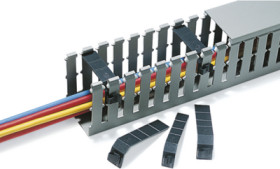 Wire retaining clip, 100x100 mm, (W) 18 mm, ABS, black, for attachment to channel fingers, 181-10010