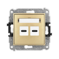 ICON Mechanizm gniazda podwójnego 2xUSB C-C złoty 29IGUSB-8