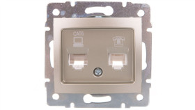 Domo Gniazdo Teleinformatyczne Rj45 Cat 6+Rj11 Szampańskie 011440050 25053